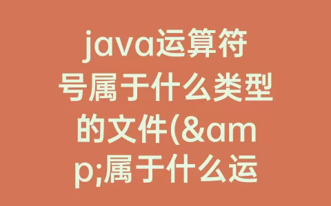java运算符号属于什么类型的文件(&属于什么运算符号)