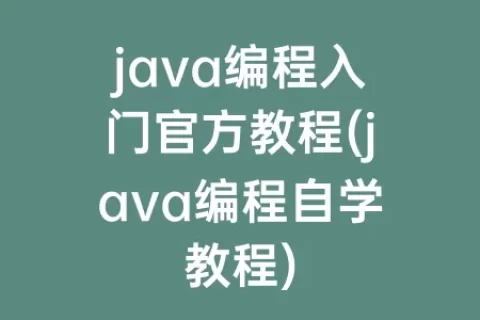 java编程入门官方教程(java编程自学教程)
