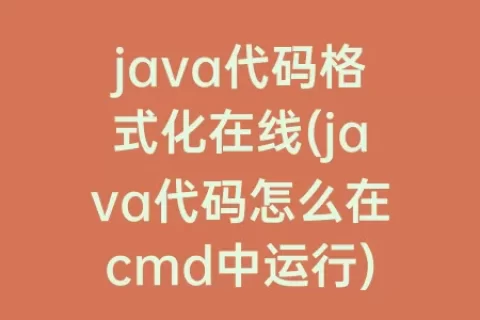 java代码格式化在线(java代码怎么在cmd中运行)