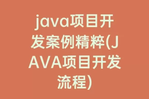 java项目开发案例精粹(JAVA项目开发流程)