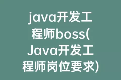 java开发工程师boss(Java开发工程师岗位要求)