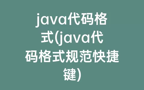 java代码格式(java代码格式规范快捷键)