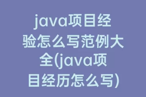 java项目经验怎么写范例大全(java项目经历怎么写)