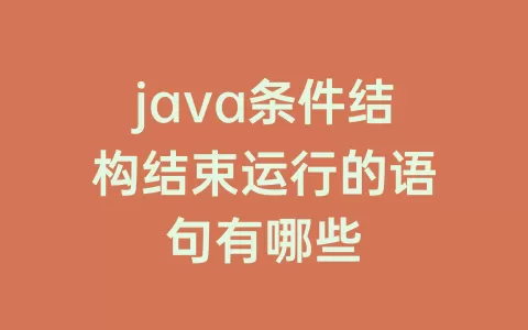 java条件结构结束运行的语句有哪些