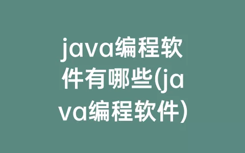 java编程软件有哪些(java编程软件)