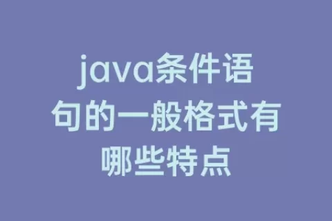 java条件语句的一般格式有哪些特点