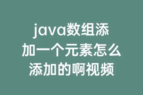 java数组添加一个元素怎么添加的啊视频