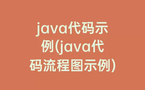 java代码示例(java代码流程图示例)