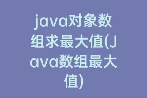 java对象数组求最大值(Java数组最大值)