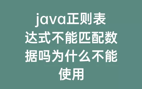 java正则表达式不能匹配数据吗为什么不能使用