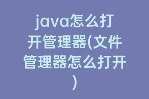 java怎么打开管理器(文件管理器怎么打开)