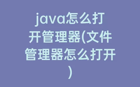 java怎么打开管理器(文件管理器怎么打开)