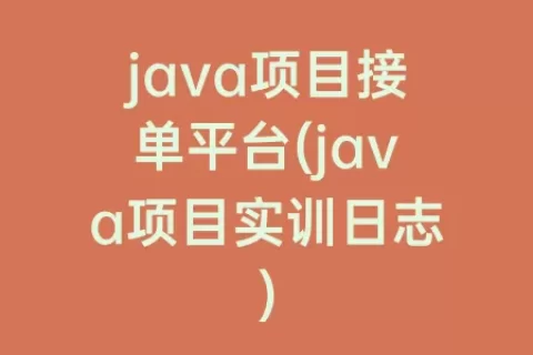java项目接单平台(java项目实训日志)