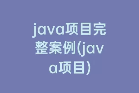 java项目完整案例(java项目)