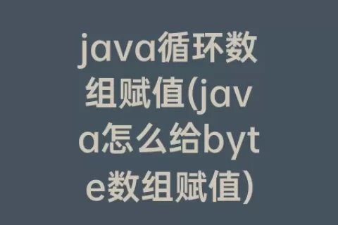 java循环数组赋值(java怎么给byte数组赋值)
