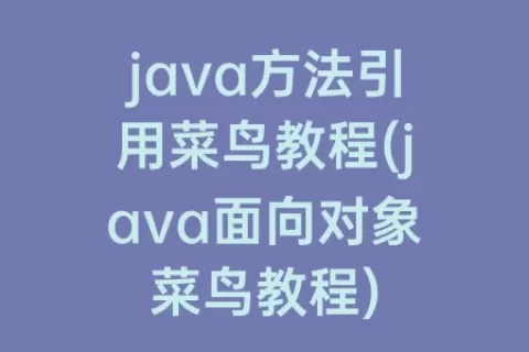 java方法引用菜鸟教程(java面向对象菜鸟教程)
