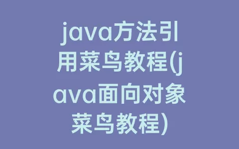 java方法引用菜鸟教程(java面向对象菜鸟教程)