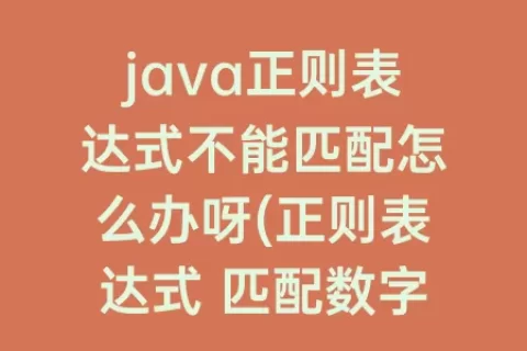 java正则表达式不能匹配怎么办呀(正则表达式 匹配数字和字母Java)