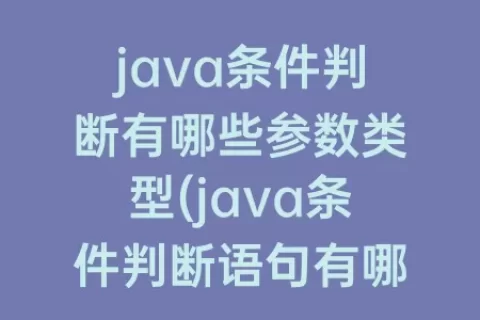 java条件判断有哪些参数类型(java条件判断语句有哪些)