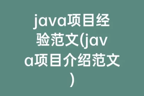 java项目经验范文(java项目介绍范文)