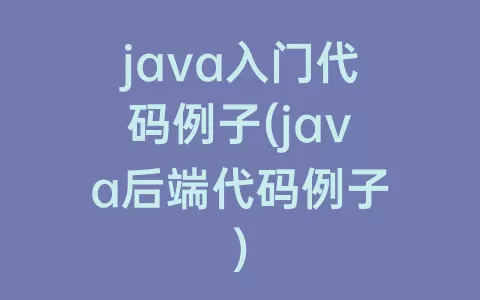 java入门代码例子(java后端代码例子)