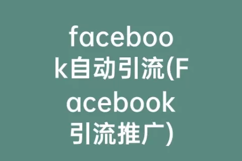facebook自动引流(Facebook引流推广)
