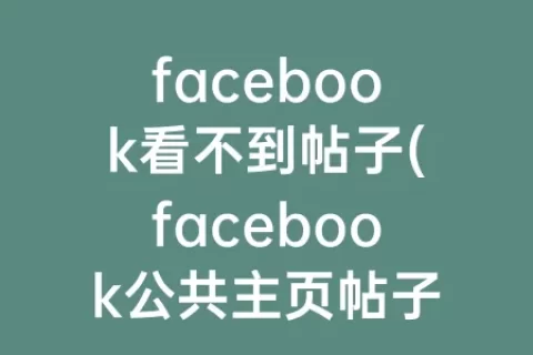 facebook看不到帖子(facebook公共主页帖子看不到)