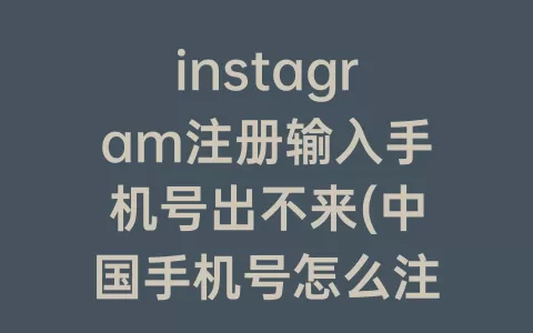 instagram注册输入手机号出不来(中国手机号怎么注册Instagram)