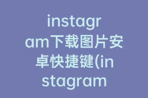 instagram下载图片安卓快捷键(instagram安卓版下载)