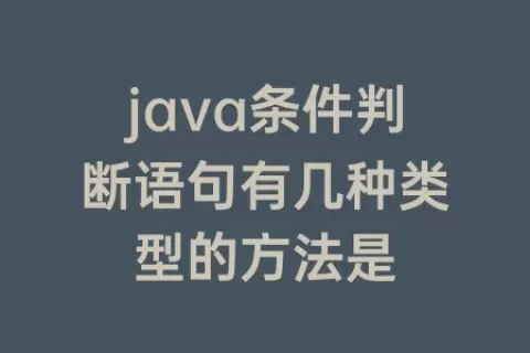 java条件判断语句有几种类型的方法是