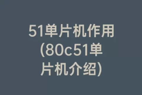 51单片机作用(80c51单片机介绍)