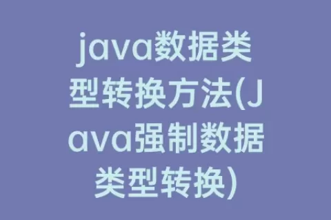 java数据类型转换方法(Java强制数据类型转换)