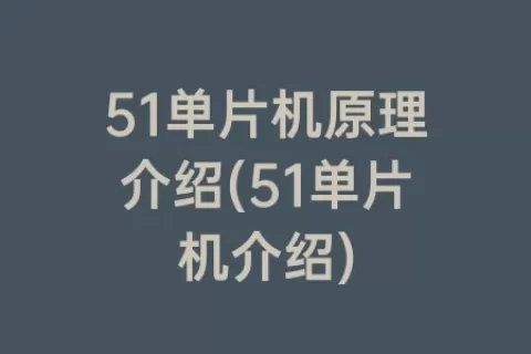 51单片机原理介绍(51单片机介绍)