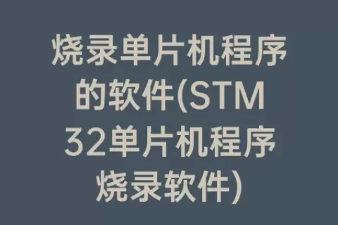 烧录单片机程序的软件(STM32单片机程序烧录软件)