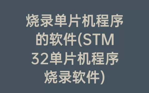 烧录单片机程序的软件(STM32单片机程序烧录软件)