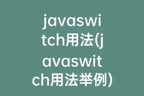 javaswitch用法(javaswitch用法举例)