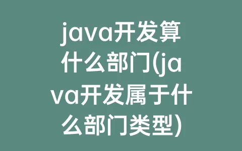 java开发算什么部门(java开发属于什么部门类型)
