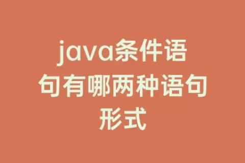 java条件语句有哪两种语句形式