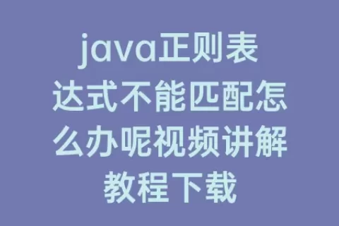 java正则表达式不能匹配怎么办呢视频讲解教程下载