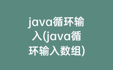 java循环输入(java循环输入数组)