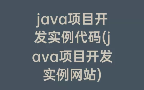java项目开发实例代码(java项目开发实例网站)