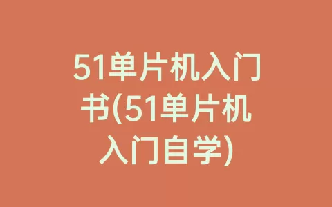 51单片机入门书(51单片机入门自学)