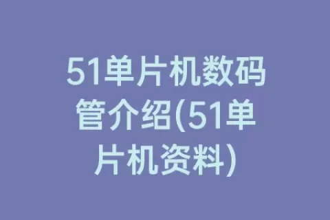 51单片机数码管介绍(51单片机资料)
