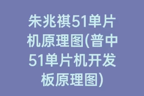 朱兆祺51单片机原理图(普中51单片机开发板原理图)