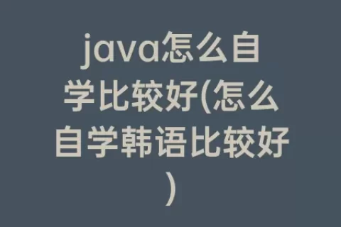 java怎么自学比较好(怎么自学韩语比较好)
