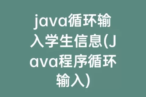 java循环输入学生信息(Java程序循环输入)