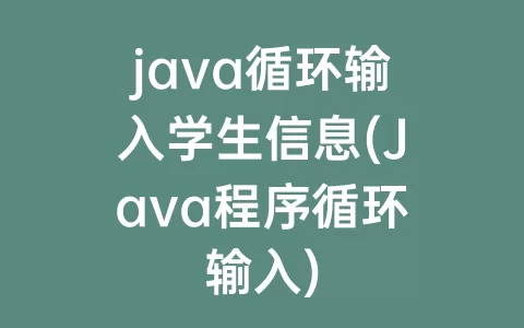 java循环输入学生信息(Java程序循环输入)