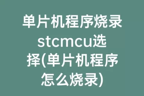单片机程序烧录stcmcu选择(单片机程序怎么烧录)