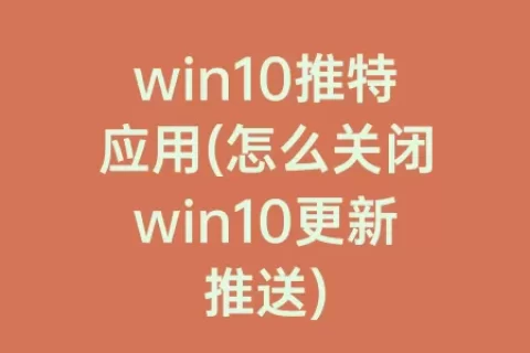 win10推特应用(怎么关闭win10更新推送)