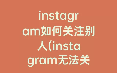 instagram如何关注别人(instagram无法关注别人)